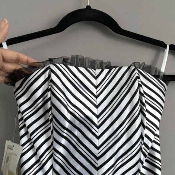 Vintage Jessica McClintock for Gunne Sax Chevron Strapless Mini Dress - 1 🇺🇸 - Picture 3 of 11